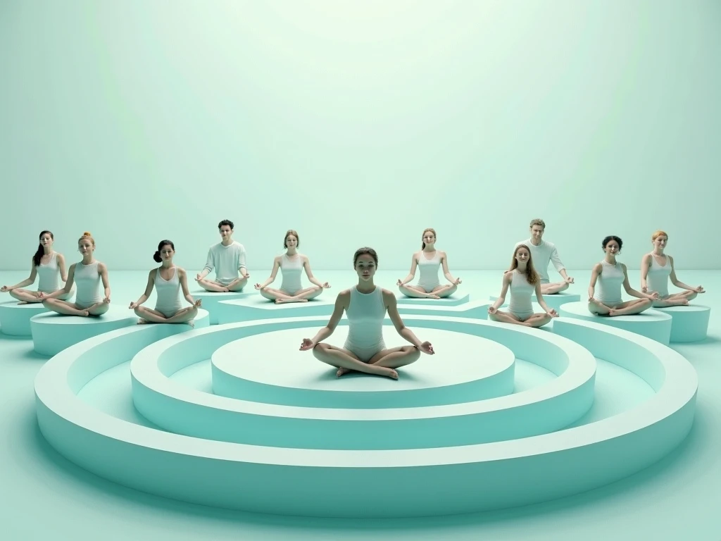 Balanced concentric rings in aqua palette suggesting calm focus